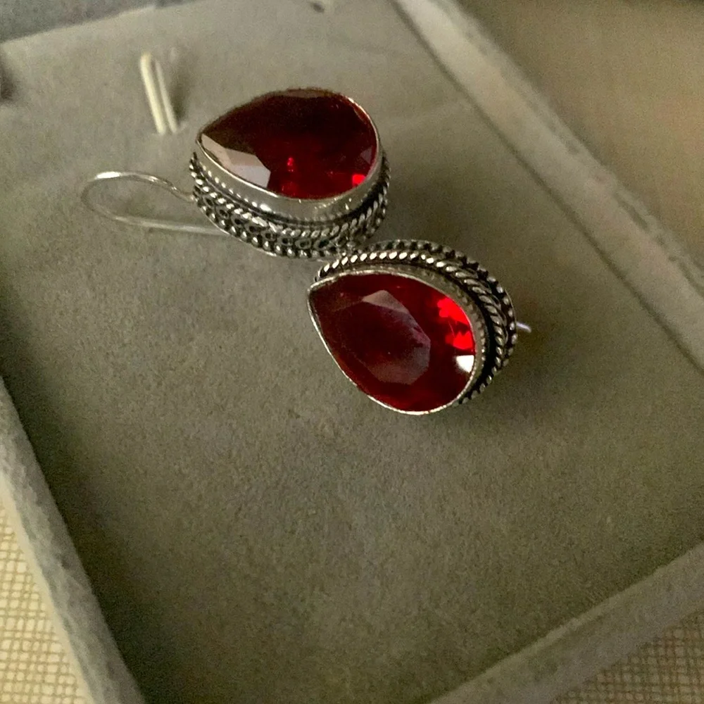 Classy red quartz artisan handcrafted earrings
